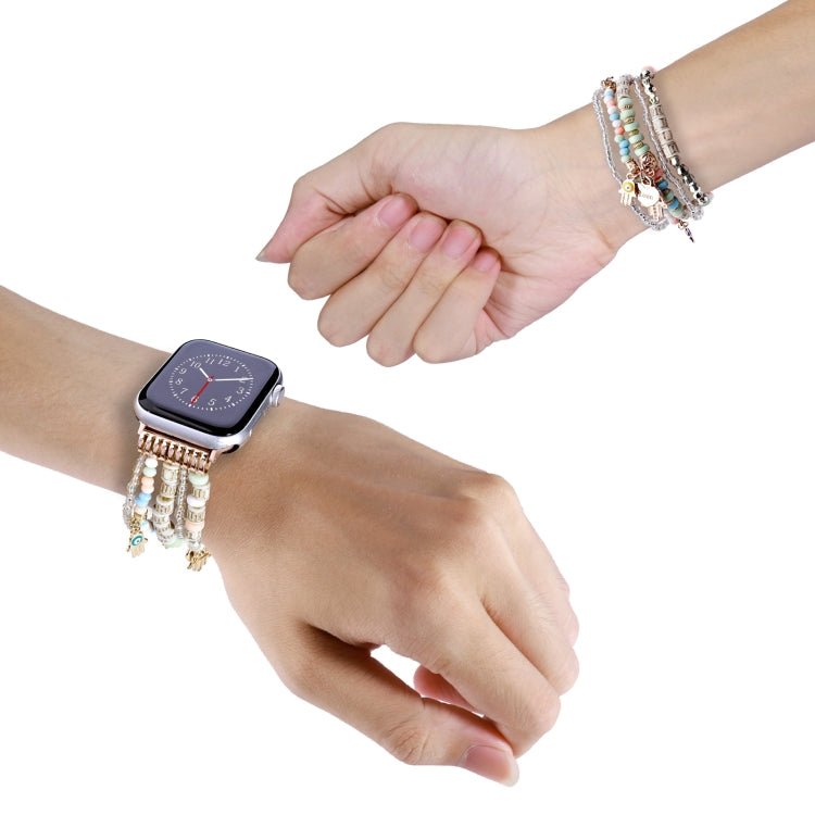 Forest Style Beads Watch Band For Apple Watch Series 9&8&7 41mm / SE 3&SE 2&6&SE&5&4 40mm / 3&2&1 38mm(Pink) by bashfashion