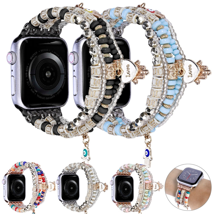Forest Style Beads Watch Band For Apple Watch Series 9&8&7 41mm / SE 3&SE 2&6&SE&5&4 40mm / 3&2&1 38mm(Pink) by bashfashion