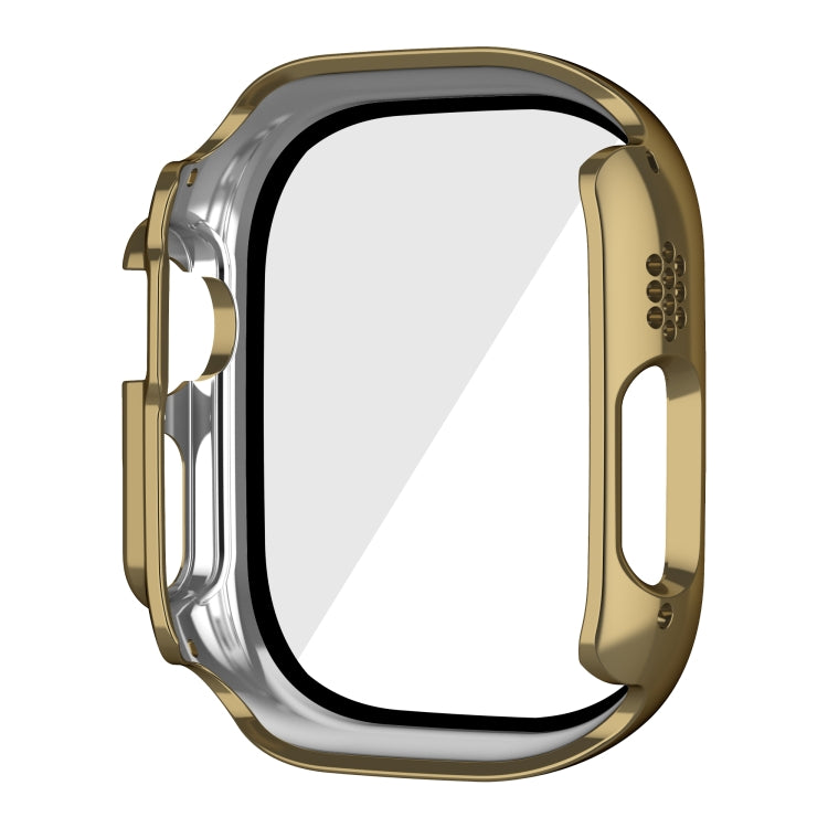 For Apple Watch Ultra 3 / 2 / 1 49mm Plating Gloss PC Tempered Glass Integral Watch Case(Dark Gold) by bashfashion