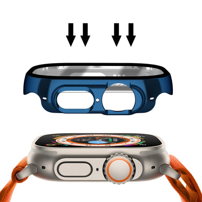 For Apple Watch Ultra 3 / 2 / 1 49mm Plating Gloss PC Tempered Glass Integral Watch Case(Dark Blue) by bashfashion