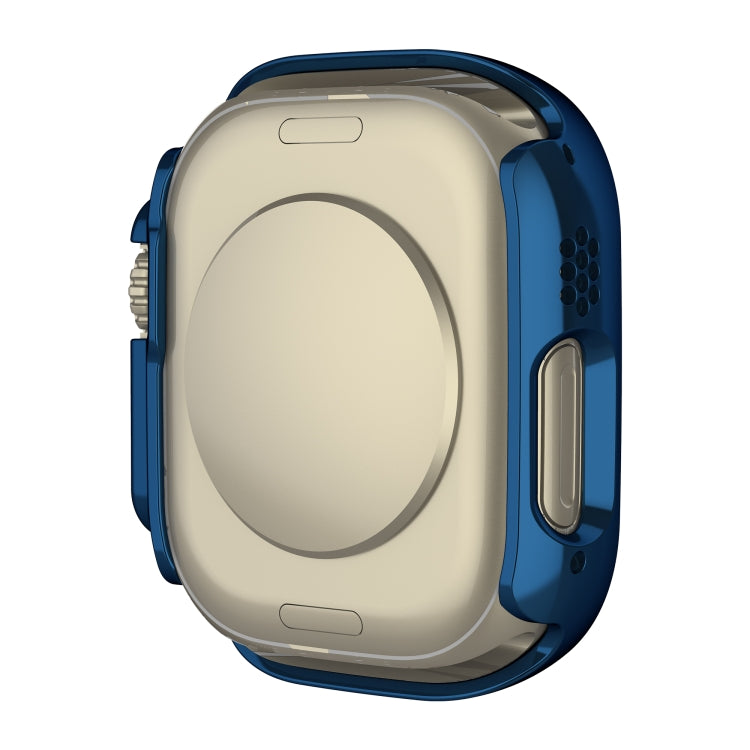 For Apple Watch Ultra 3 / 2 / 1 49mm Plating Gloss PC Tempered Glass Integral Watch Case(Dark Blue) by bashfashion
