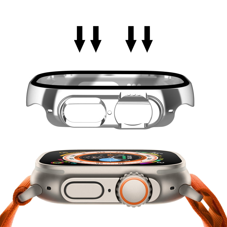 For Apple Watch Ultra 3 / 2 / 1 49mm Plating Gloss PC Tempered Glass Integral Watch Case(Silver) by bashfashion