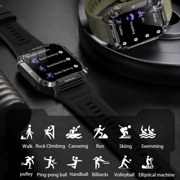 T3 1.95 inch Rugged Smart Sports Wristband Support Heart Rate Monitoring / Blood Pressure Monitoring(Black) by bashfashion