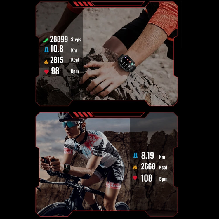 T3 1.95 inch Rugged Smart Sports Wristband Support Heart Rate Monitoring / Blood Pressure Monitoring(Black) by bashfashion