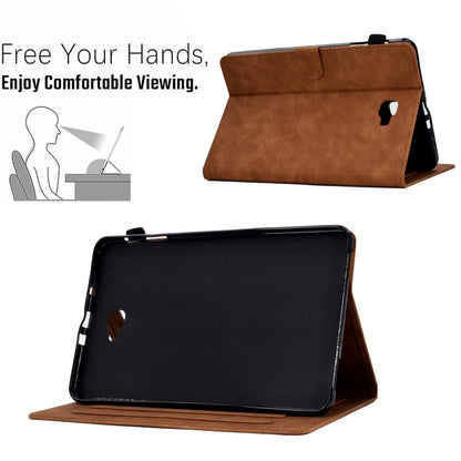 For Samsung Galaxy Tab A 10.1 2016 T580 Peony Butterfly Embossed Leather Smart Tablet Case(Brown) by bashfashion