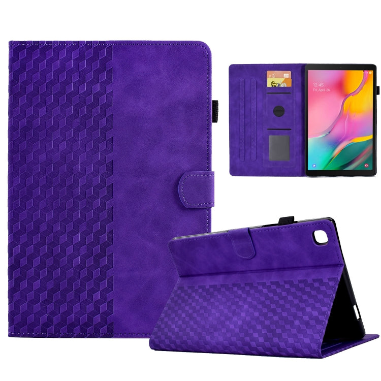For Samsung Galaxy Tab A 10.1 T510 / T515 2019 Rhombus Embossed Leather Tablet Case(Purple) by bashfashion