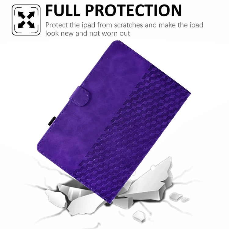For Samsung Galaxy Tab A 10.1 T510 / T515 2019 Rhombus Embossed Leather Tablet Case(Purple) by bashfashion
