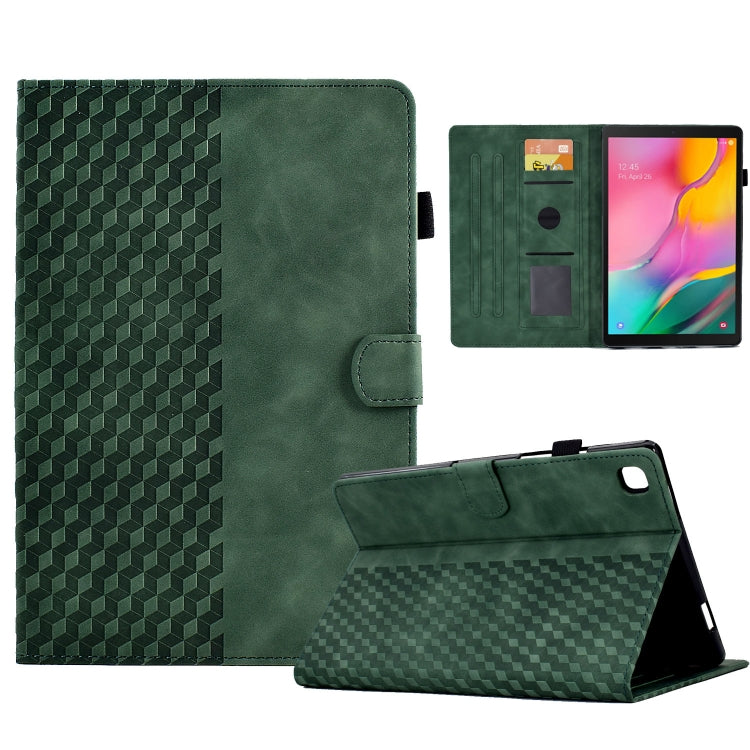For Samsung Galaxy Tab A 10.1 T510 / T515 2019 Rhombus Embossed Leather Tablet Case(Green) by bashfashion