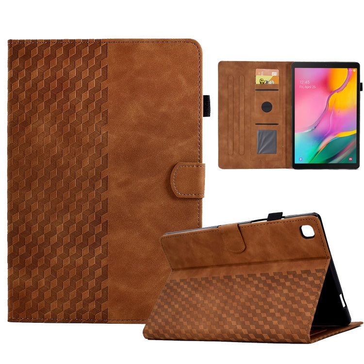 For Samsung Galaxy Tab A 10.1 T510 / T515 2019 Rhombus Embossed Leather Tablet Case(Brown) by bashfashion