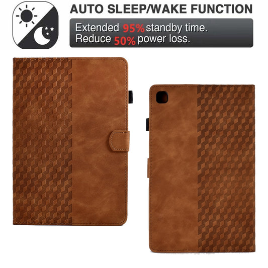 For Samsung Galaxy Tab A 10.1 T510 / T515 2019 Rhombus Embossed Leather Tablet Case(Brown) by bashfashion