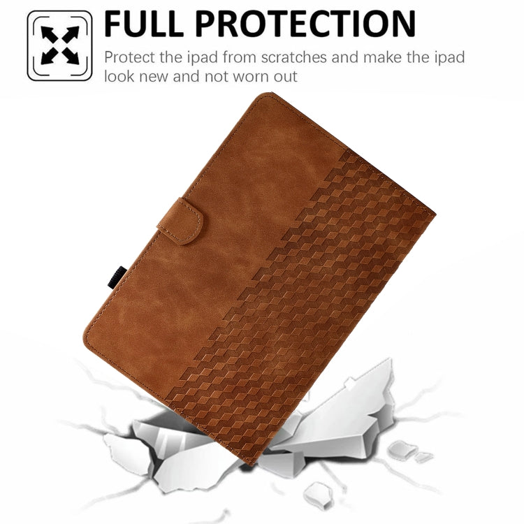 For Samsung Galaxy Tab A 10.1 T510 / T515 2019 Rhombus Embossed Leather Tablet Case(Brown) by bashfashion