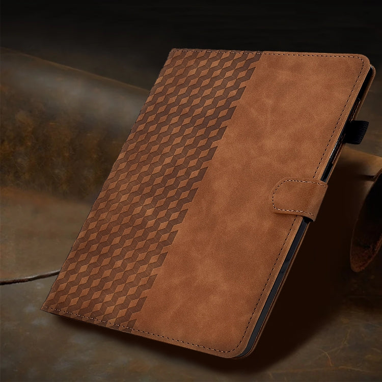 For Samsung Galaxy Tab A 10.1 T510 / T515 2019 Rhombus Embossed Leather Tablet Case(Brown) by bashfashion