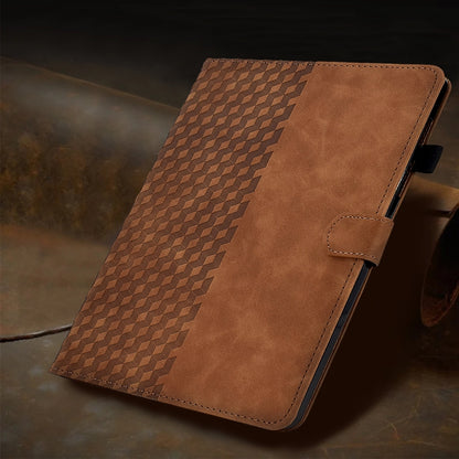 For Samsung Galaxy Tab A 10.1 T510 / T515 2019 Rhombus Embossed Leather Tablet Case(Brown) by bashfashion