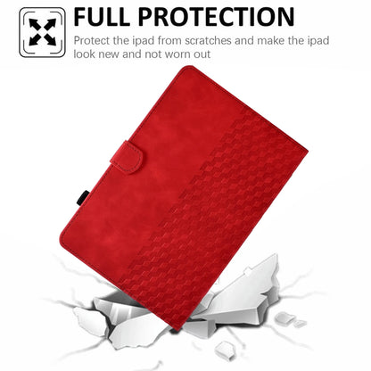 For Samsung Galaxy Tab S6 Lite P610 / P615 Rhombus Embossed Leather Smart Tablet Case(Red) by bashfashion
