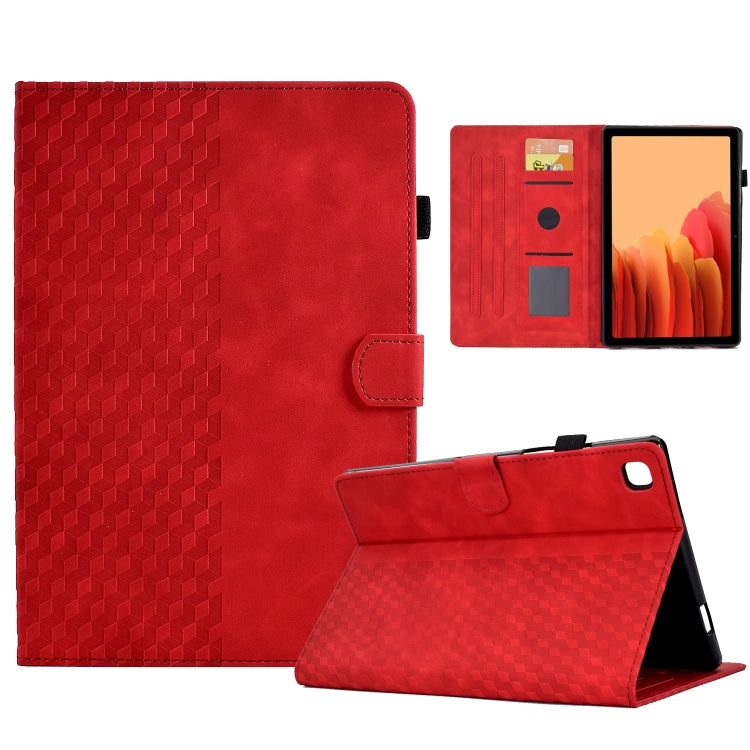 For Samsung Galaxy Tab A7 T500 / T505 2020 Rhombus Embossed Leather Smart Tablet Case(Red) by bashfashion