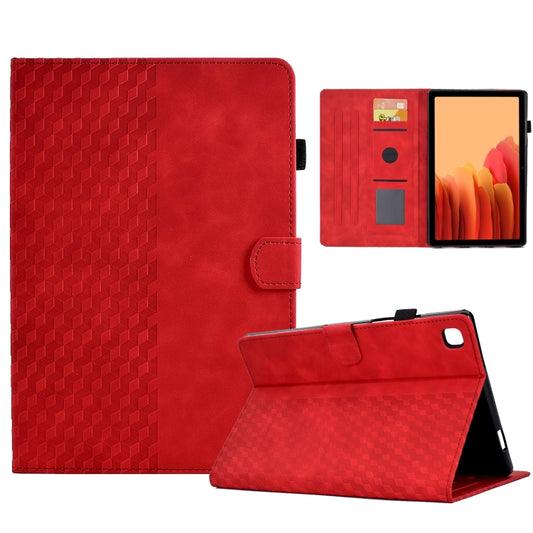 For Samsung Galaxy Tab A7 T500 / T505 2020 Rhombus Embossed Leather Smart Tablet Case(Red) by bashfashion
