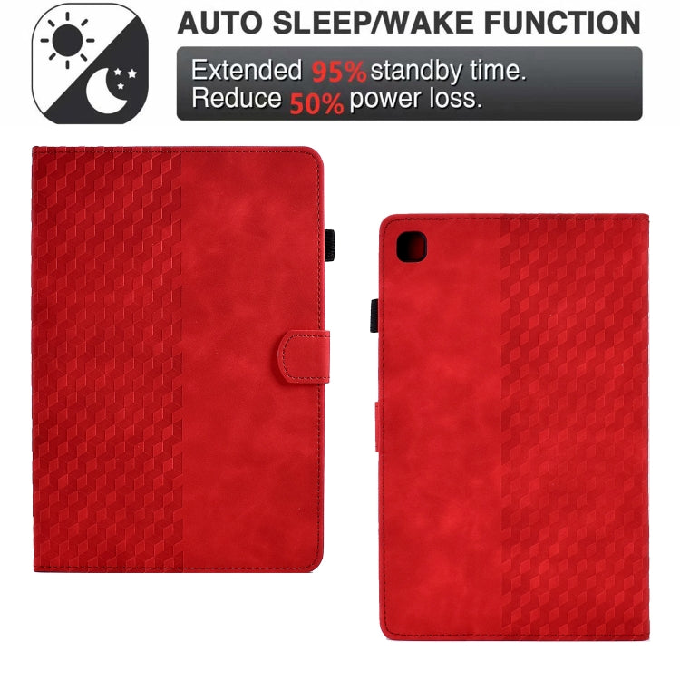 For Samsung Galaxy Tab A7 T500 / T505 2020 Rhombus Embossed Leather Smart Tablet Case(Red) by bashfashion