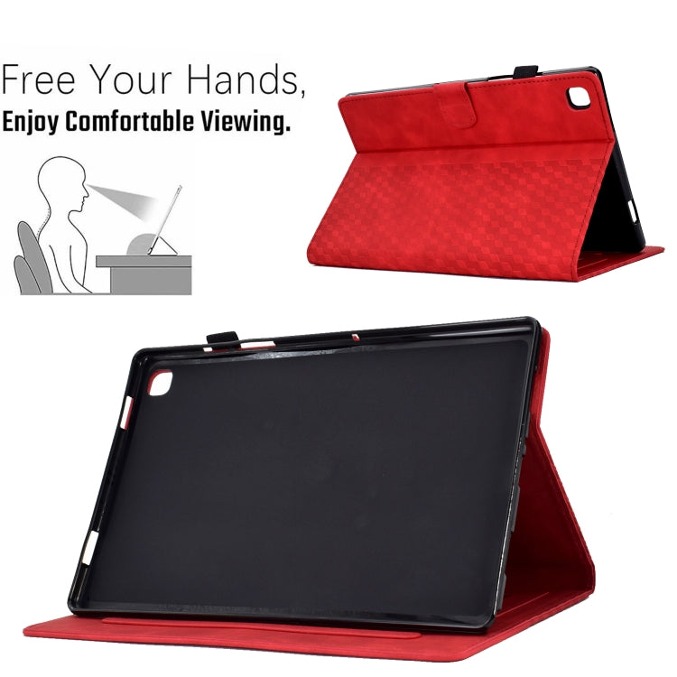 For Samsung Galaxy Tab A7 T500 / T505 2020 Rhombus Embossed Leather Smart Tablet Case(Red) by bashfashion