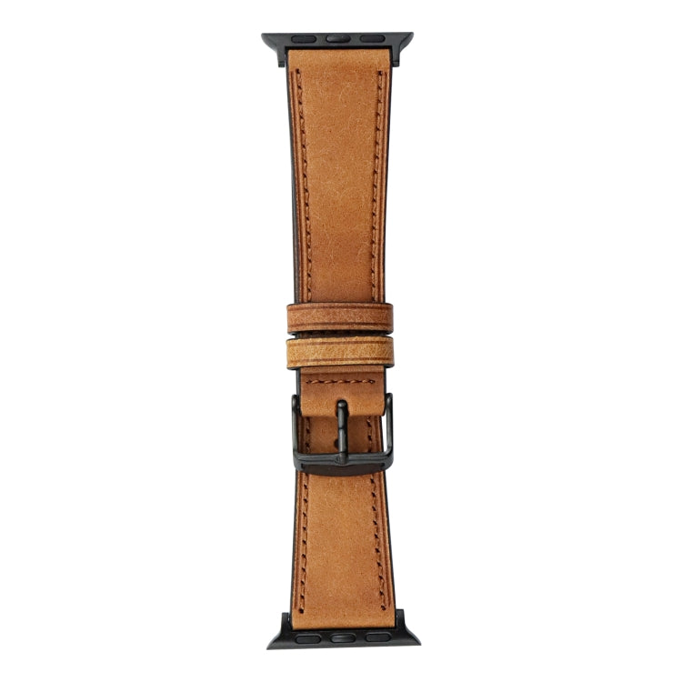 Crazy Horse Genuine Leather Watch Band For Apple Watch Series 9&8&7 41mm / SE 3&SE 2&6&SE&5&4 40mm / 3&2&1 38mm(Brown) by bashfashion