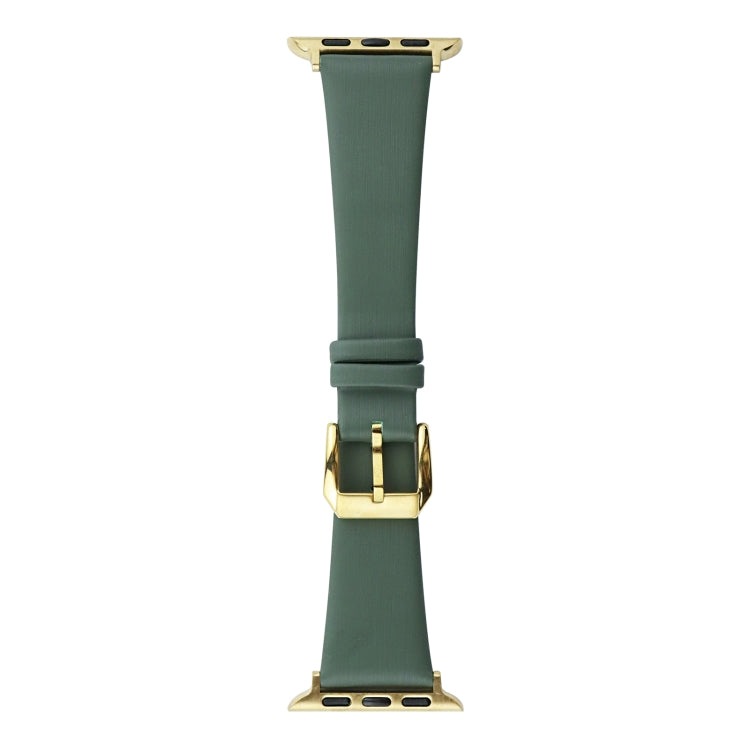 Silk Leather Watch Band For Apple Watch Series 9&8&7 41mm / SE 3&SE 2&6&SE&5&4 40mm / 3&2&1 38mm(Pine Green) by bashfashion