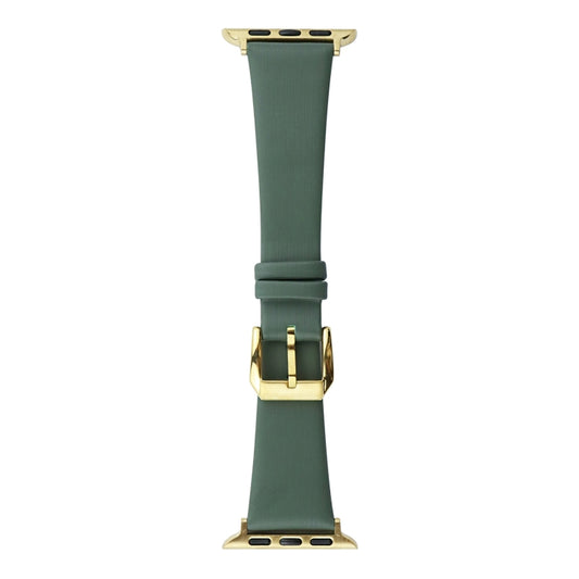 Silk Leather Watch Band For Apple Watch Series 9&8&7 41mm / SE 3&SE 2&6&SE&5&4 40mm / 3&2&1 38mm(Pine Green) by bashfashion