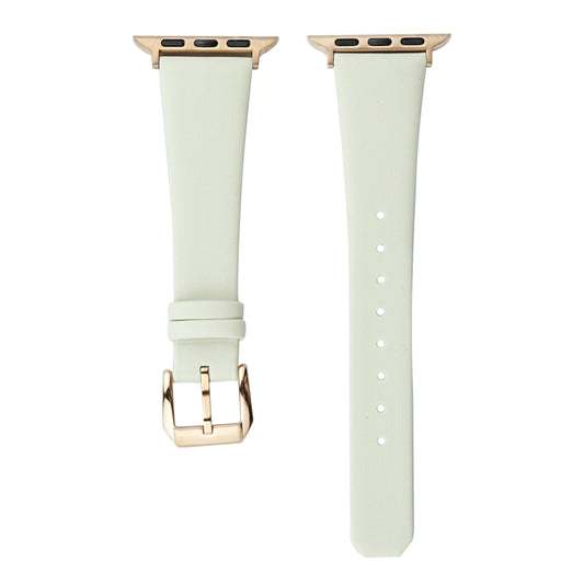 Silk Leather Watch Band For Apple Watch Series 9&8&7 41mm / SE 3&SE 2&6&SE&5&4 40mm / 3&2&1 38mm(White) by bashfashion