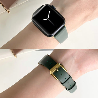 Silk Leather Watch Band For Apple Watch Series 9&8&7 41mm / SE 3&SE 2&6&SE&5&4 40mm / 3&2&1 38mm(Apricot) by bashfashion