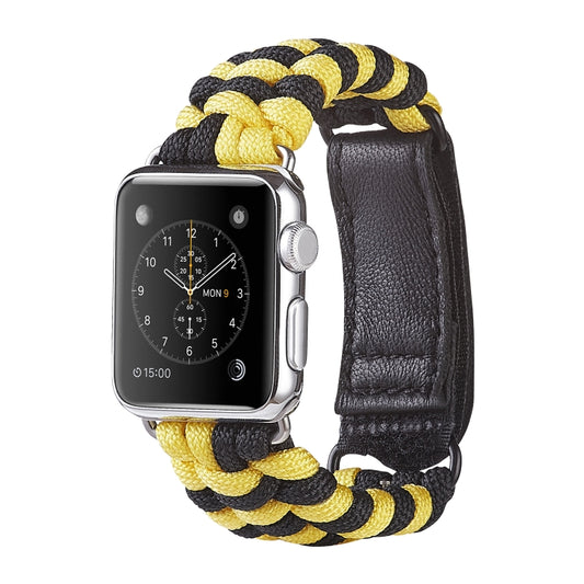 Paracord Plain Weave Hook And Loop Fastener Nylon Watch Band For Apple Watch Series 9&8&7 41mm / SE 3&SE 2&6&SE&5&4 40mm / 3&2&1 38mm(Yellow) by bashfashion