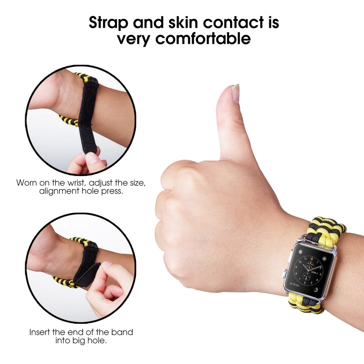 Paracord Plain Weave Hook And Loop Fastener Nylon Watch Band For Apple Watch Series 9&8&7 41mm / SE 3&SE 2&6&SE&5&4 40mm / 3&2&1 38mm(Yellow) by bashfashion