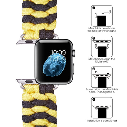 Paracord Plain Weave Hook And Loop Fastener Nylon Watch Band For Apple Watch Series 9&8&7 41mm / SE 3&SE 2&6&SE&5&4 40mm / 3&2&1 38mm(Yellow) by bashfashion