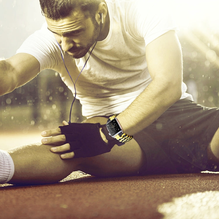 Paracord Plain Weave Hook And Loop Fastener Nylon Watch Band For Apple Watch Series 9&8&7 41mm / SE 3&SE 2&6&SE&5&4 40mm / 3&2&1 38mm(Yellow) by bashfashion