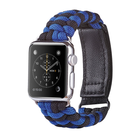 Paracord Plain Weave Hook And Loop Fastener Nylon Watch Band For Apple Watch Series 9&8&7 41mm / SE 3&SE 2&6&SE&5&4 40mm / 3&2&1 38mm(Blue) by bashfashion