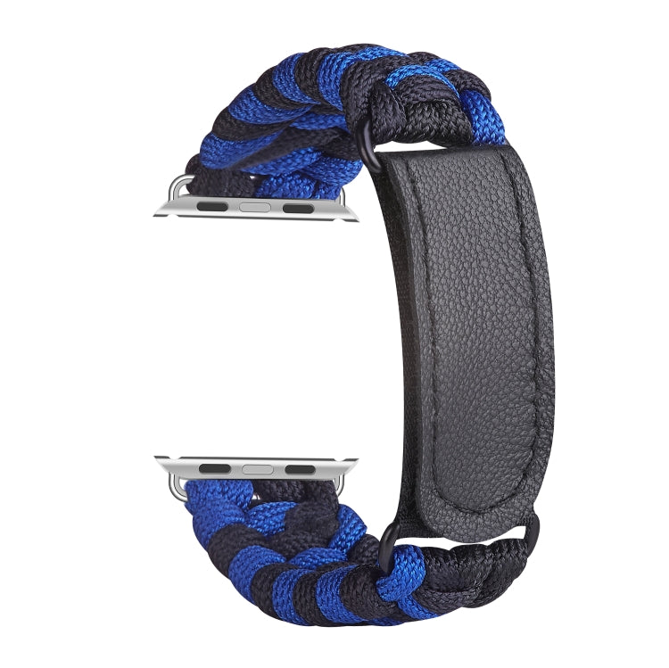 Paracord Plain Weave Hook And Loop Fastener Nylon Watch Band For Apple Watch Series 9&8&7 41mm / SE 3&SE 2&6&SE&5&4 40mm / 3&2&1 38mm(Blue) by bashfashion