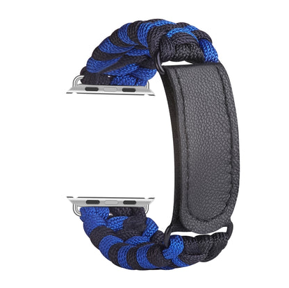 Paracord Plain Weave Hook And Loop Fastener Nylon Watch Band For Apple Watch Series 9&8&7 41mm / SE 3&SE 2&6&SE&5&4 40mm / 3&2&1 38mm(Blue) by bashfashion