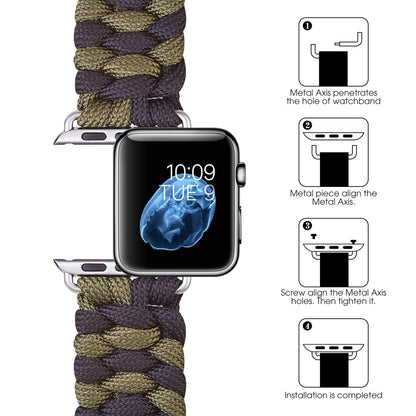 Paracord Plain Weave Hook And Loop Fastener Nylon Watch Band For Apple Watch Series 9&8&7 41mm / SE 3&SE 2&6&SE&5&4 40mm / 3&2&1 38mm(Green) by bashfashion