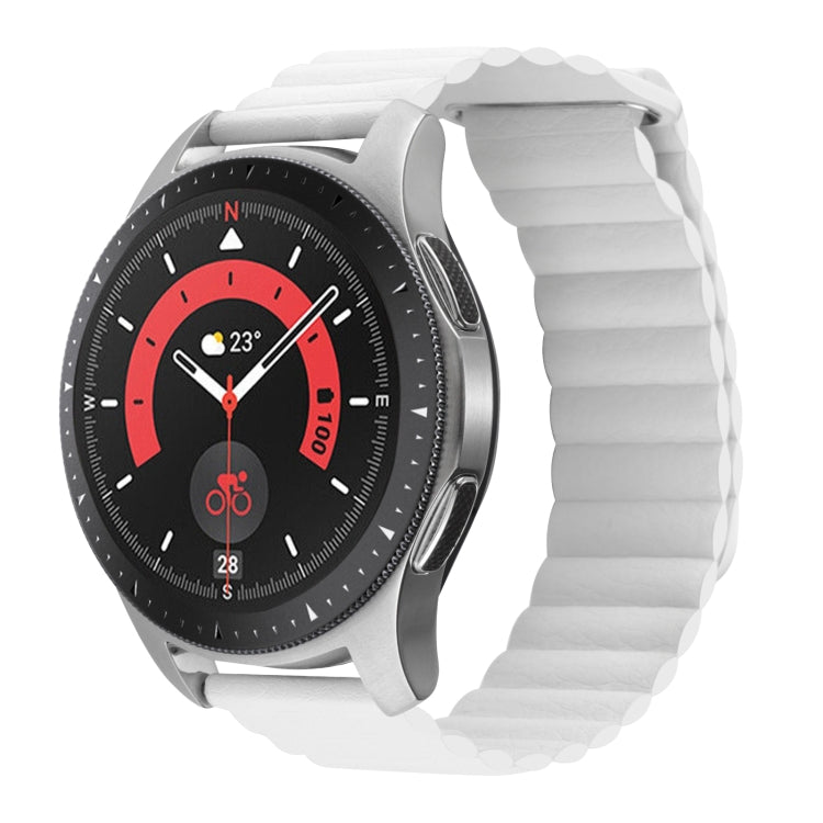 For Garmin Forerunner 255S / Venu 2S 18mm Universal Magnetic Loop Leather Watch Band(White) by bashfashion