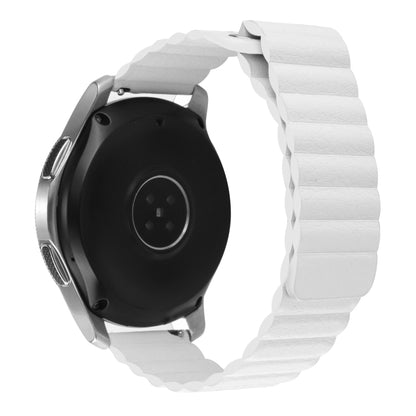 For Garmin Forerunner 255S / Venu 2S 18mm Universal Magnetic Loop Leather Watch Band(White) by bashfashion