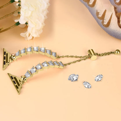 Full Diamond Crown Metal Watch Band For Apple Watch Series 8&7 45mm / SE 2&6&SE&5&4 44mm / 3&2&1 42mm(Gold) by bashfashion