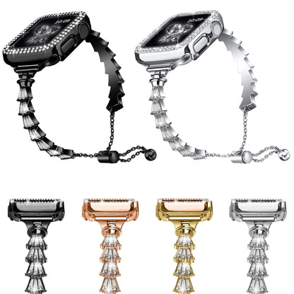 Full Diamond Crown Metal Watch Band For Apple Watch Series 8&7 45mm / SE 2&6&SE&5&4 44mm / 3&2&1 42mm(Gold) by bashfashion