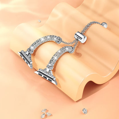 Full Diamond Metal Bracelet Watch Band For Apple Watch Series 8&7 41mm / SE 2&6&SE&5&4 40mm / 3&2&1 38mm(Silver) by bashfashion