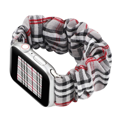 For Apple Watch Series 9&8&7 41mm / SE 3&SE 2&6&SE&5&4 40mm / 3&2&1 38mm Cloth + Stainless Steel Hair Ring Watch Band(Gray Grid) by bashfashion