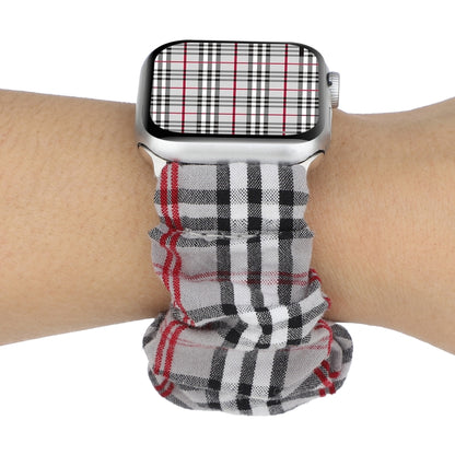 For Apple Watch Series 9&8&7 41mm / SE 3&SE 2&6&SE&5&4 40mm / 3&2&1 38mm Cloth + Stainless Steel Hair Ring Watch Band(Gray Grid) by bashfashion