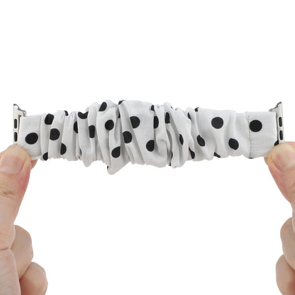 For Apple Watch Series 7 45mm / 6 & SE & 5 & 4 44mm / 3 & 2 & 1 42mm Cloth + Stainless Steel Hair Ring Watch Band(White Spot) by bashfashion