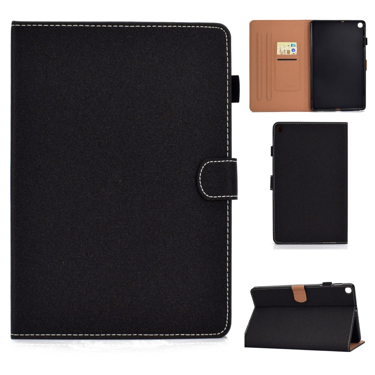 For Galaxy Tab A 10.1(2019) T510 Solid Color Tablet PC Universal Magnetic Horizontal Flip Leather Case with Card Slots & Holder(Black) by bashfashion