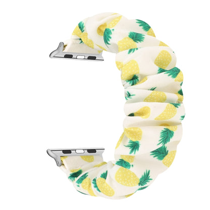 For Apple Watch Series 7 41mm / 6 & SE & 5 & 4 40mm / 3 & 2 & 1 38mm Cloth + Stainless Steel Hair Ring Watch Band(Pineapple) by bashfashion