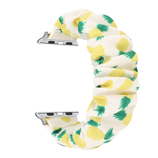 For Apple Watch Series 7 41mm / 6 & SE & 5 & 4 40mm / 3 & 2 & 1 38mm Cloth + Stainless Steel Hair Ring Watch Band(Pineapple) by bashfashion