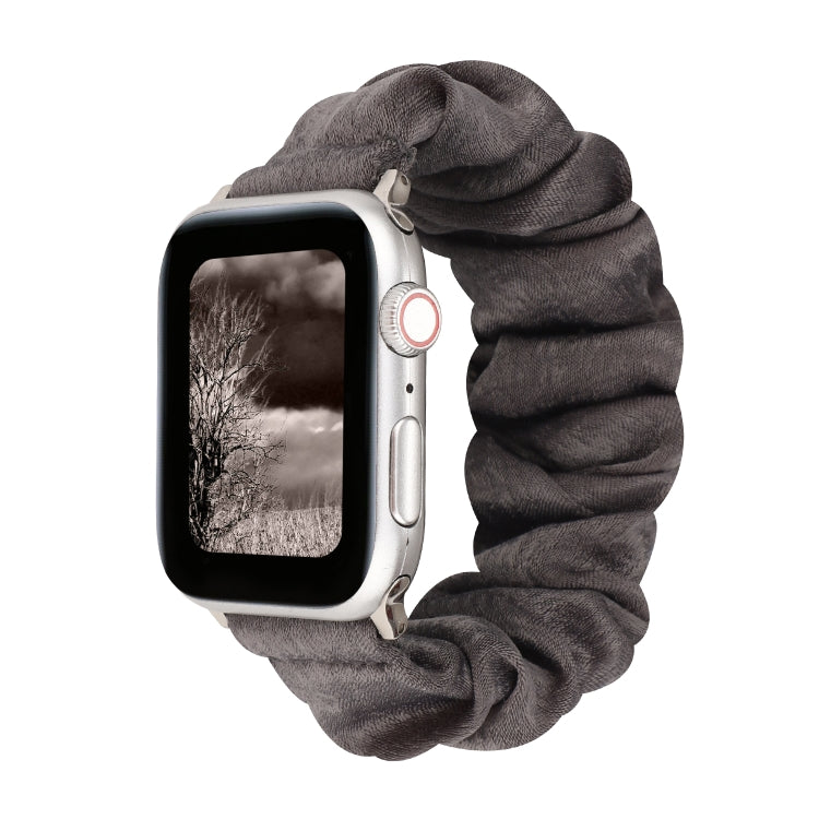 For Apple Watch Series 7 41mm / 6 & SE & 5 & 4 40mm / 3 & 2 & 1 38mm Cloth + Stainless Steel Hair Ring Watch Band(Grey) by bashfashion