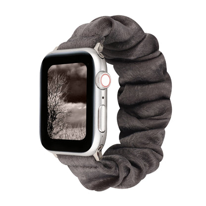 For Apple Watch Series 7 45mm / 6 & SE & 5 & 4 44mm / 3 & 2 & 1 42mm Cloth + Stainless Steel Hair Ring Watch Band(Grey) by bashfashion