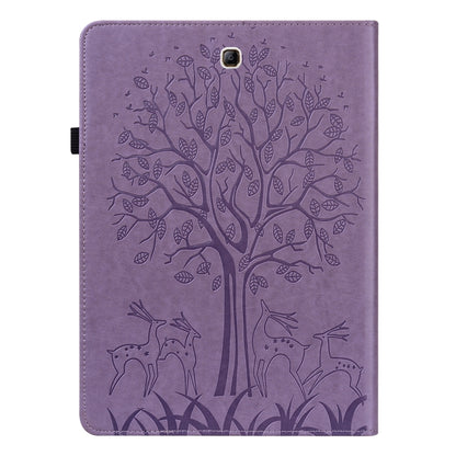 For Samsung Galaxy Tab A 9.7 T550 / T555 Tree & Deer Pattern Embossed Leather Tablet Case(Purple) by bashfashion