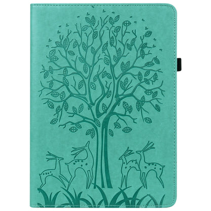 For Samsung Galaxy Tab A7 Lite T220 Tree & Deer Pattern Embossed Leather Tablet Case(Green) by bashfashion